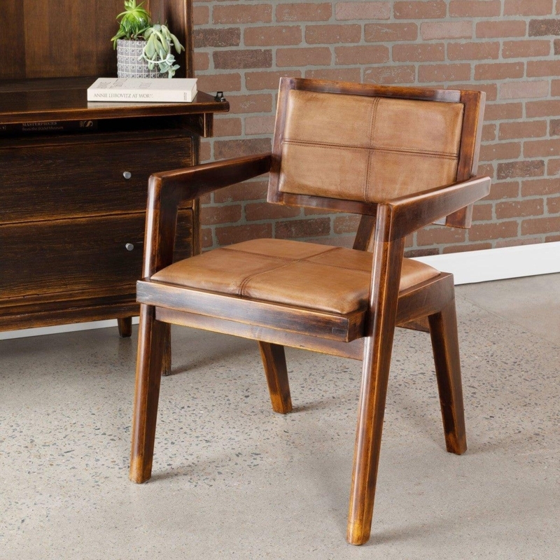 Rustic Modern Armchair with Quad Stitched Cushions