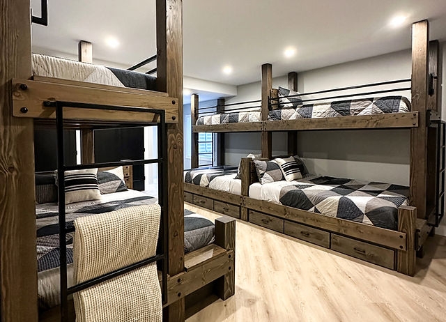 Rustic Modern Bunk Bed Chunky Timber Frame Walnut Brown Storage
