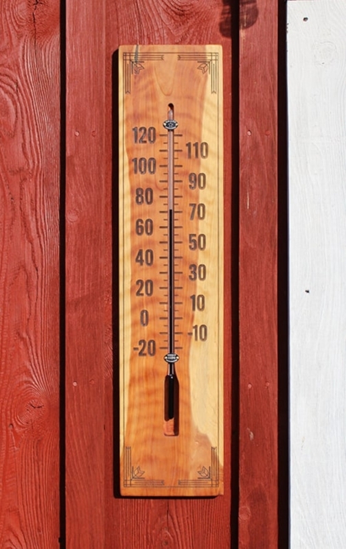 Rustic Outdoor Thermometer Wood Slab Base Decorative Corners Cabin Style