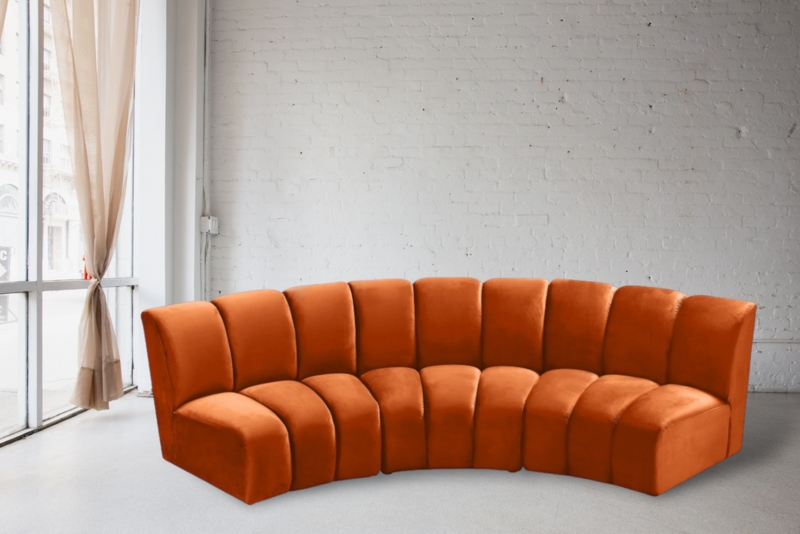 Rusty Orange Half Circle Modular Sofa Design for Lounge