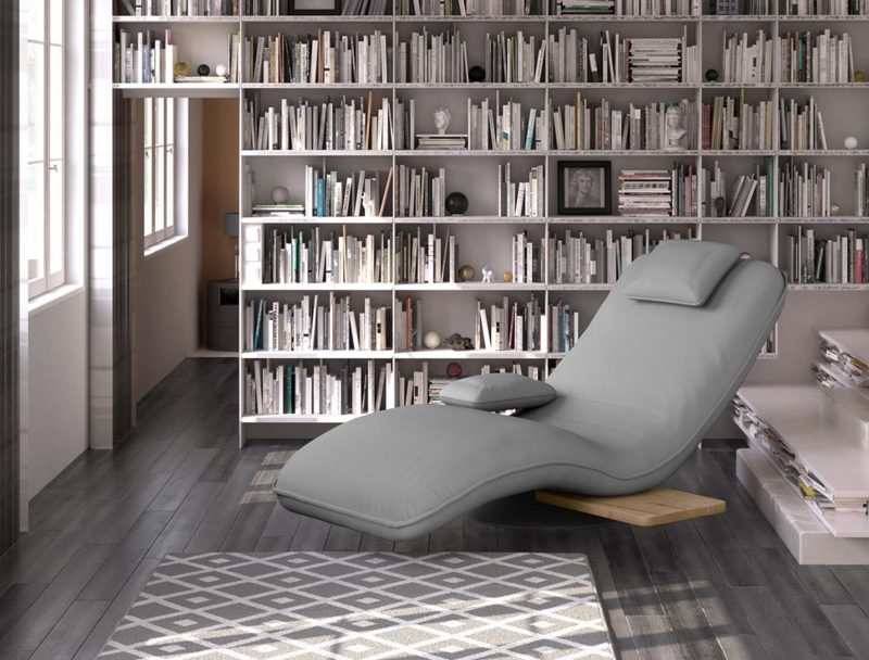 S-Curve Chaise Lounge with Wooden Platform, Minimalist Library Seating