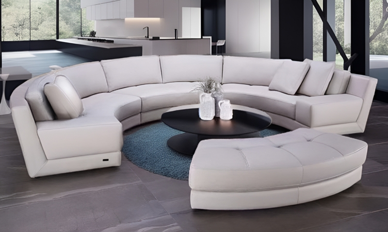 S606 4-Piece Modern Leather Semi Circular Round Sectional Sofa Set   Stendmar