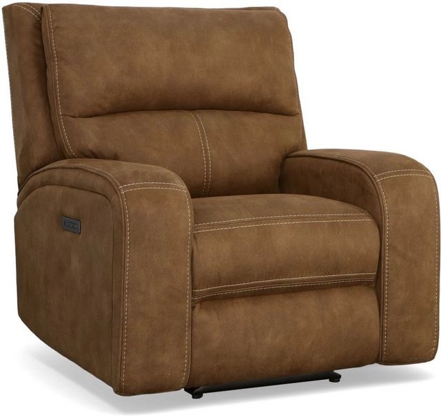 Saddle Brown Power Recliner with Chaise Footrest and Power Headrest