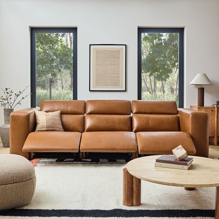 Saddle Leather Motion Sofa with Concealed Support