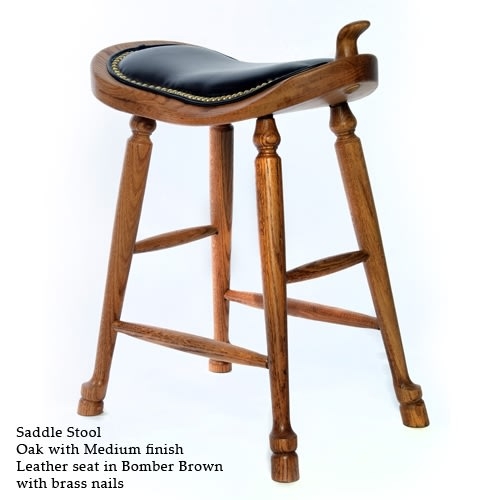 Saddle Stool Hoof Feet Saddle Horn Brass Nailhead Oak Wood Leather