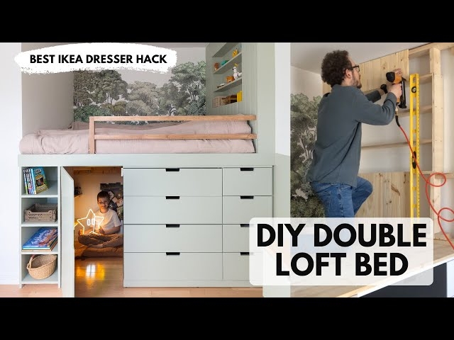 Sage Green Loft Bed Hidden Play Nook Woodland Mural Feature