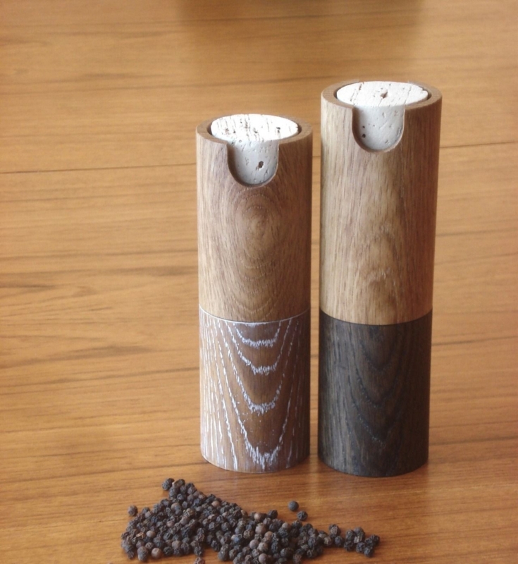 Salt and Pepper Grinders U-Shaped Notch Whitewashed Wood Cork Stopper