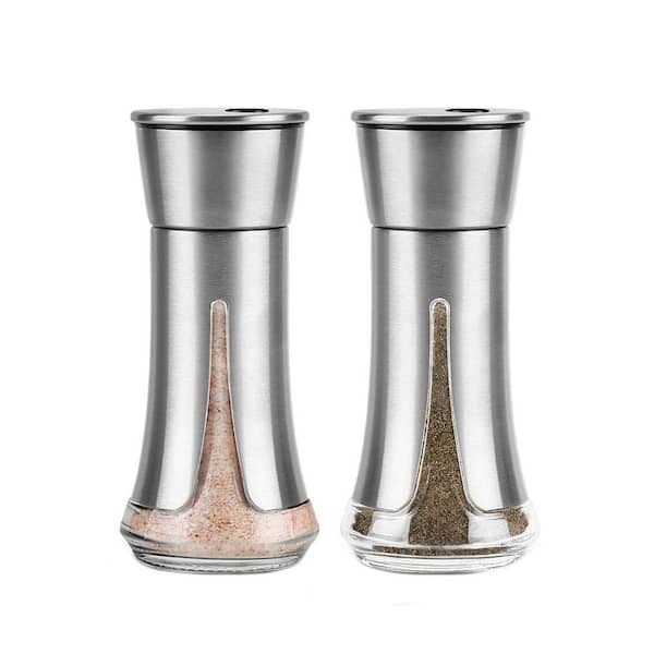 Salt and Pepper Shakers Teardrop Window Adjustable Pour Holes Stainless