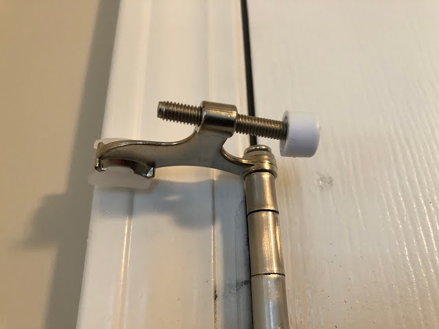 Satin Nickel Door Stop, Hinge Pin Curved Bracket Adjustable