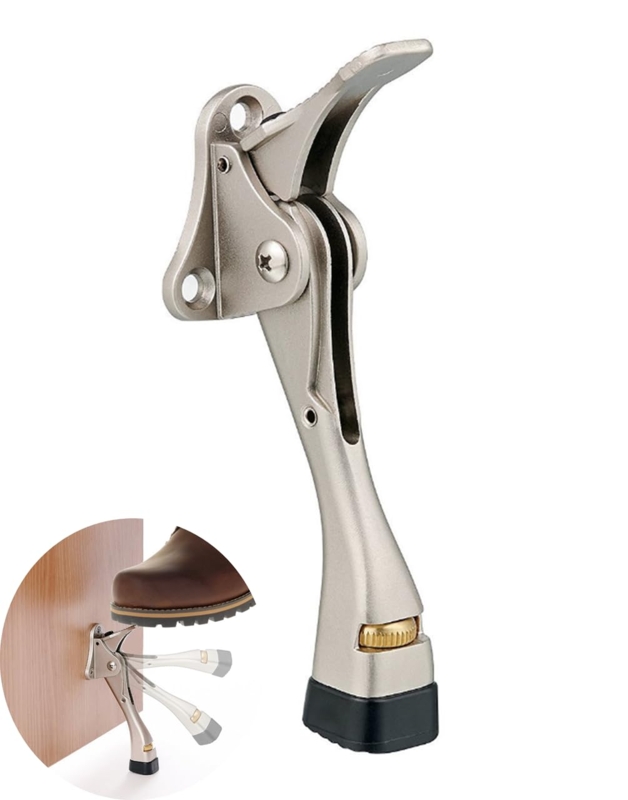 Satin Nickel Pedal Release Adjustable Kick Down Door Stop