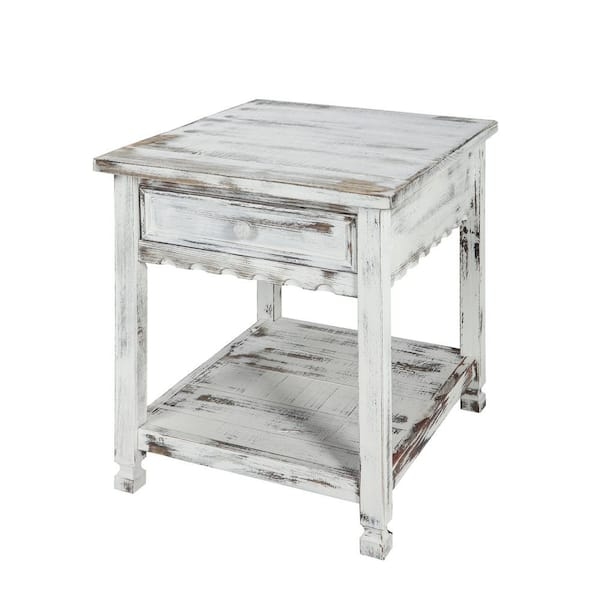 Scalloped Apron Side Table Notched Feet Wood Nightstand