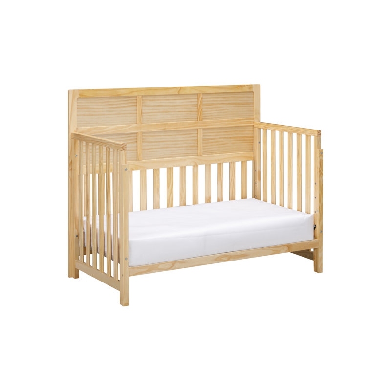 Scandinavian Pine Natural Convertible Crib with Full Panel Headboard