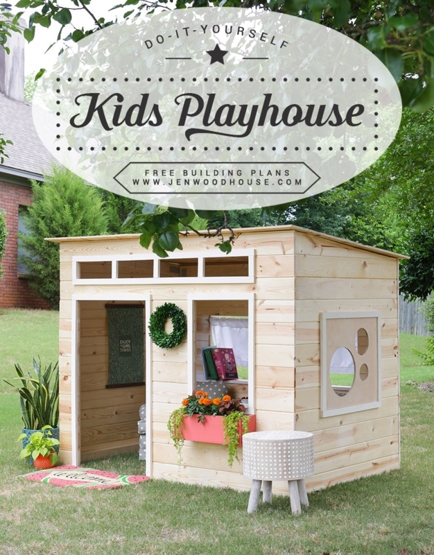 Scandinavian Style Kids Playhouse with Transom Windows & Coral Box