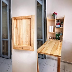Scandinavian Wall Mounted Bar Single Leg Support Integrated Shelving
