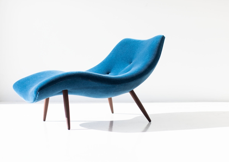 Sculptural Chaise Lounge in Cerulean Blue, Mid-Century Modern Daybed