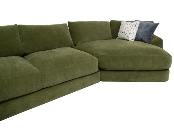 Sectional Sofa Ribbed Texture Right Cuddler Chaise Forest Green