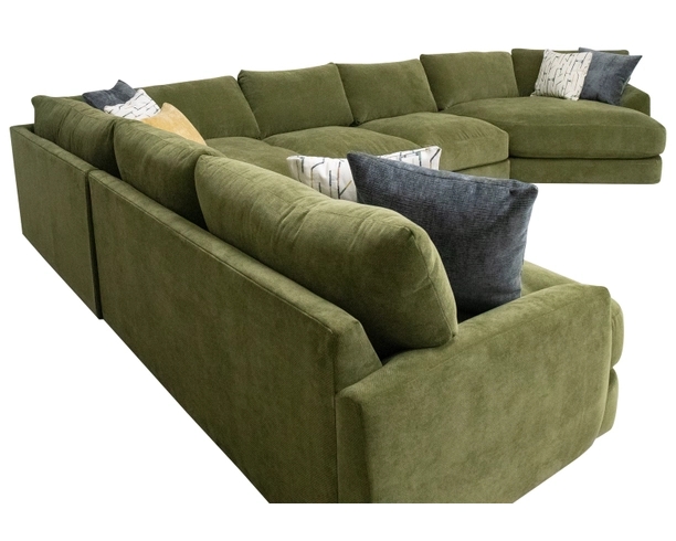 Sectional Sofa Textured 4-Piece Cuddler Chaise Forest Green