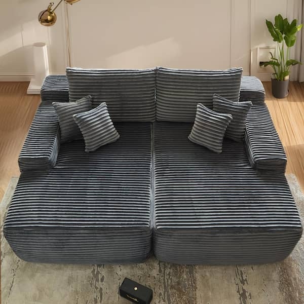 Sectional Sofa Wide Wale Corduroy Oversized Depth Modular