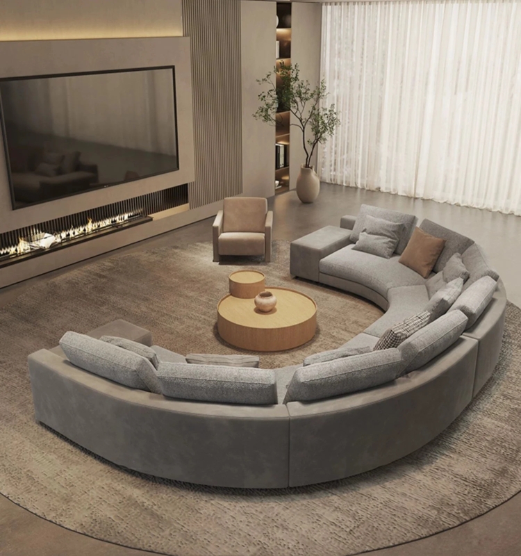 Semi-Circular Gray Sectional Sofa for Modern Living Room