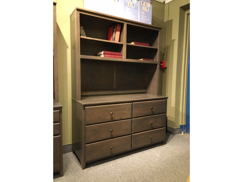 Shaker Style Dresser Hutch in Weathered Gray Finish