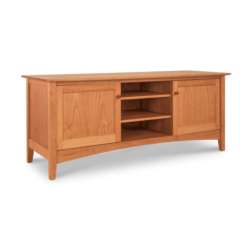 Shaker TV Stand Reddish Brown Three Tiered Open Shelving