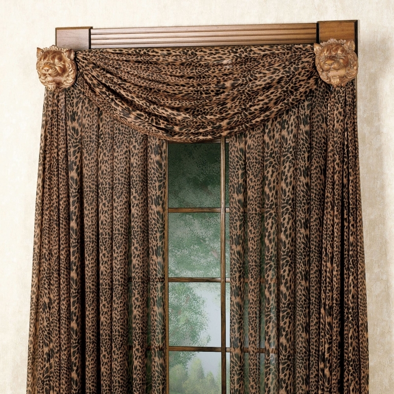 Sheer Curtains: Safari Swag Valance with Decorative Lion Head Mounts