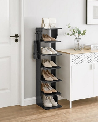 Shoe Rack: 7-Tier Matte Black Narrow Entryway Storage Stand