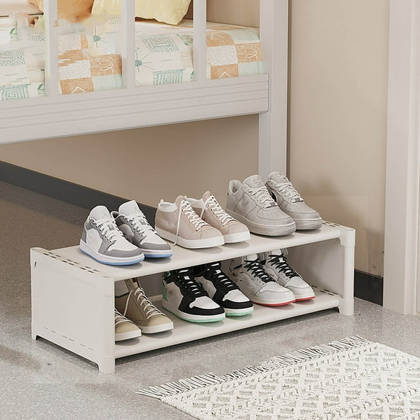 Shoe Rack: Low Profile Under Bed Storage Organizer in Off-White