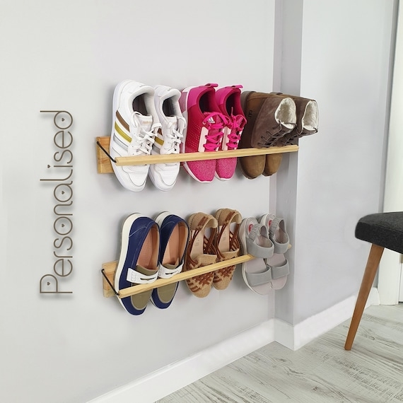 Shoe Rack: Minimalist Scandi Wall Mount Natural Wood Organizer