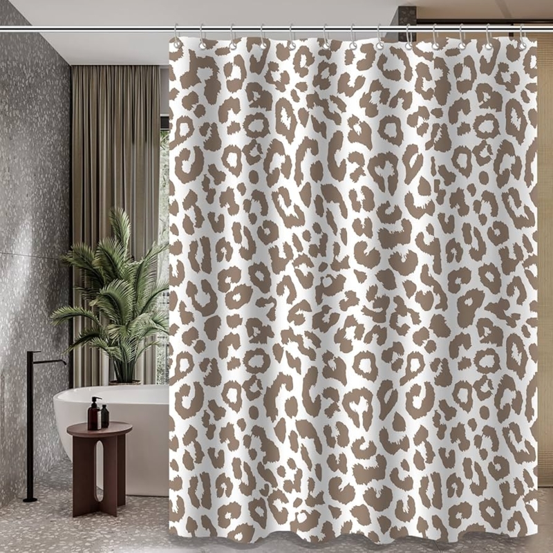 Shower Curtain: Dark Brown Spots Leopard Print Bathroom Decor
