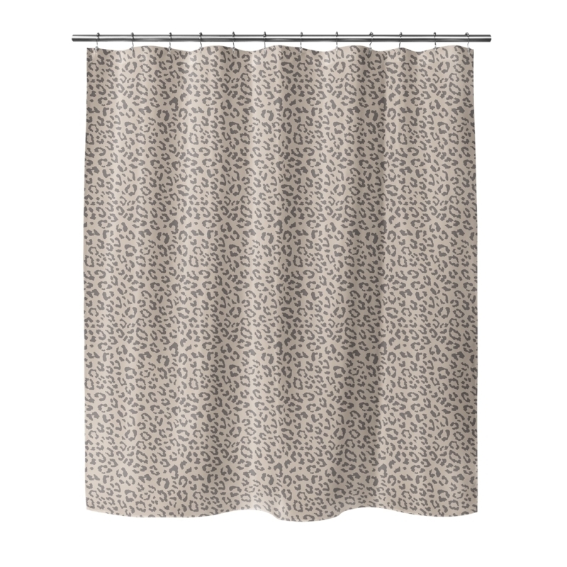 Shower Curtain: Dense Leopard Animal Print in Warm Beige Bathroom Decor
