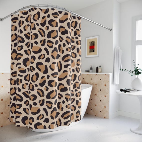 Shower Curtain: Floor Length Oversized Print Retro Animal Bathroom Decor