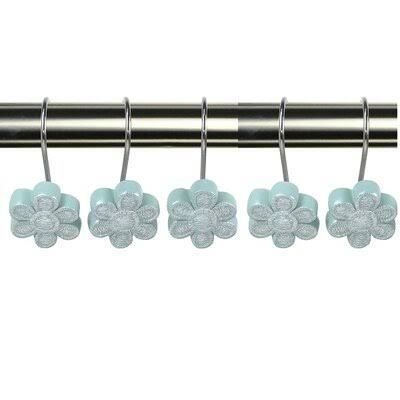 Shower Curtain Rings Textured Petals Mint Finish Daisy Floral Design