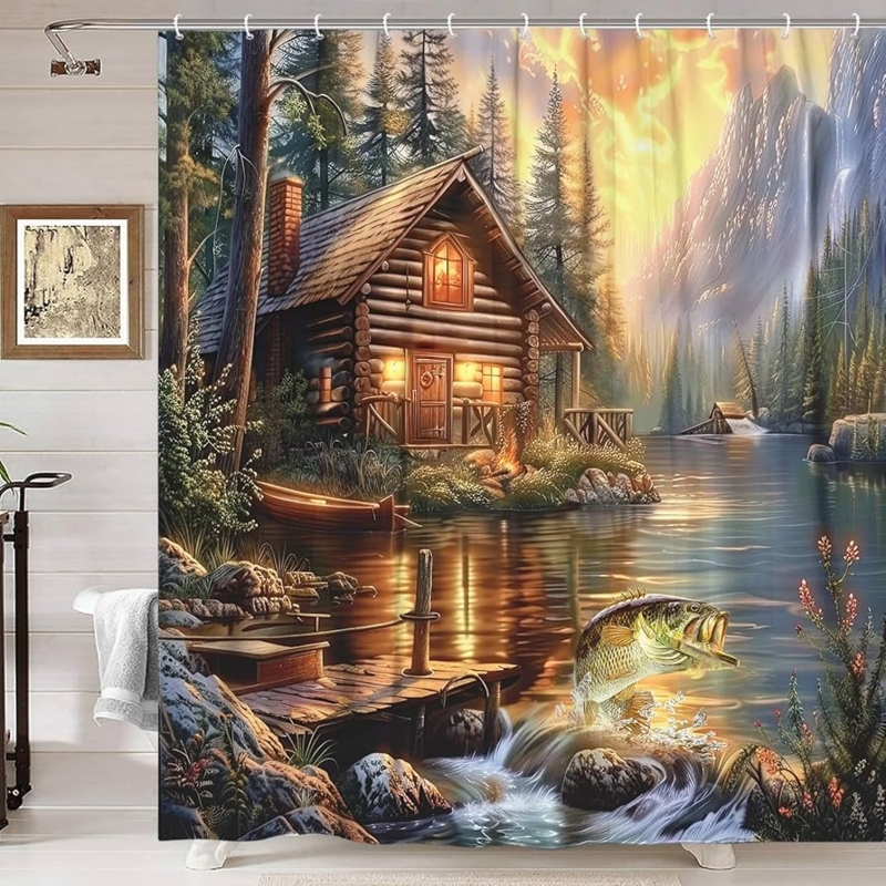 Lodge Rustic Shower Curtain