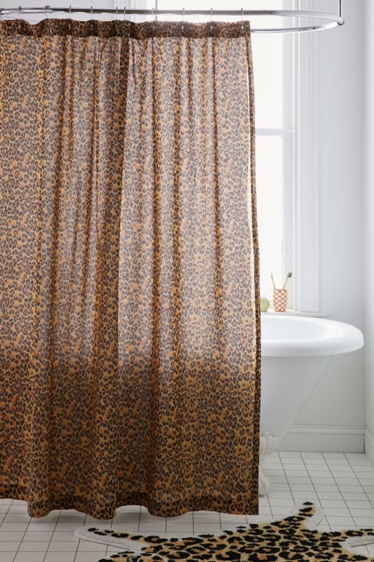 Shower Curtain: Semi Sheer Leopard Print Fabric, Eclectic Boho Style