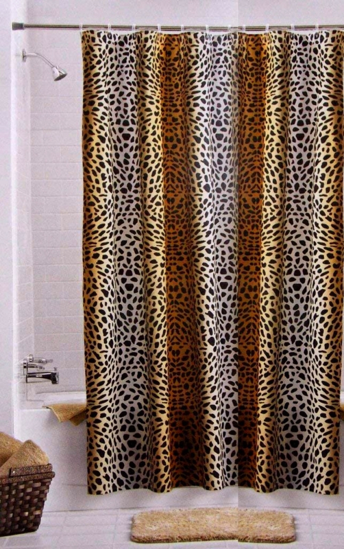 Shower Curtain: Vertical Banding Ombre Leopard Print with Warm Tones