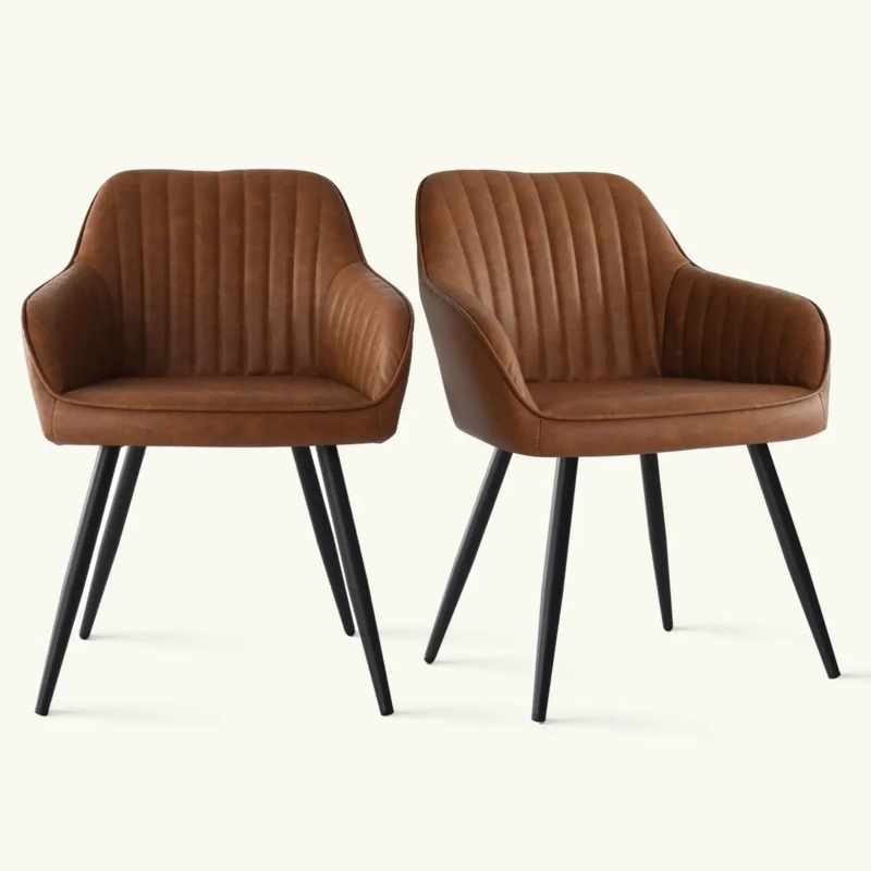 Side Chair Vertical Channel Stitching Bucket Seat Tapered