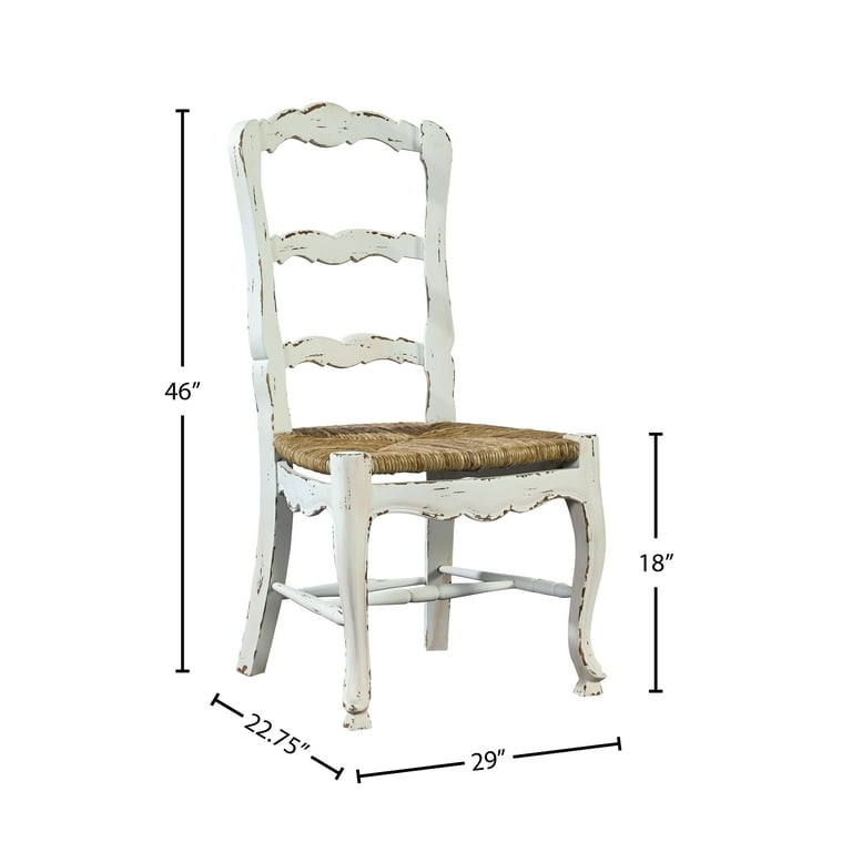 Side Chairs in Distressed White Mahogany with Rush Seats