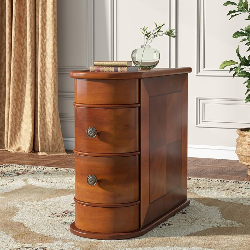 Side Table in Honey Brown featuring Medallion Pulls
