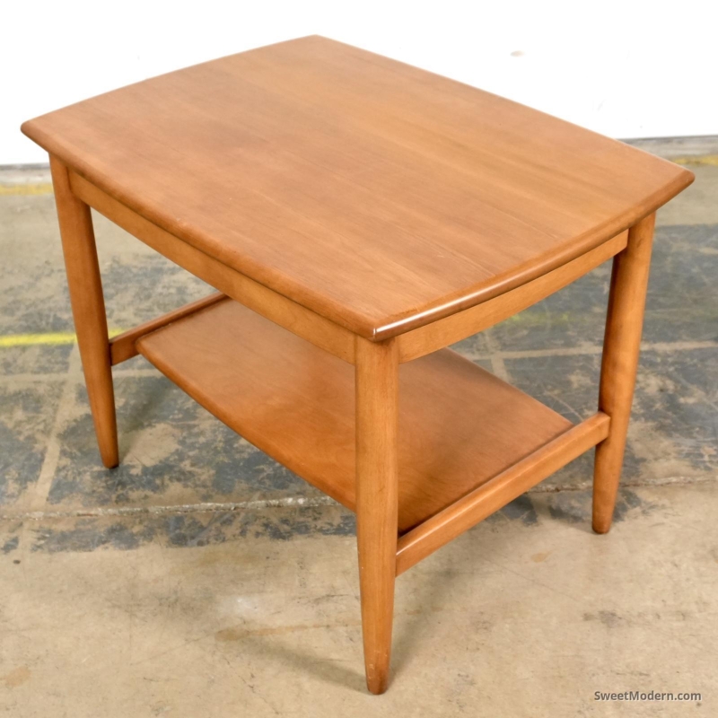 Side Table Mid Century Modern Integrated Drawer, Lower Shelf