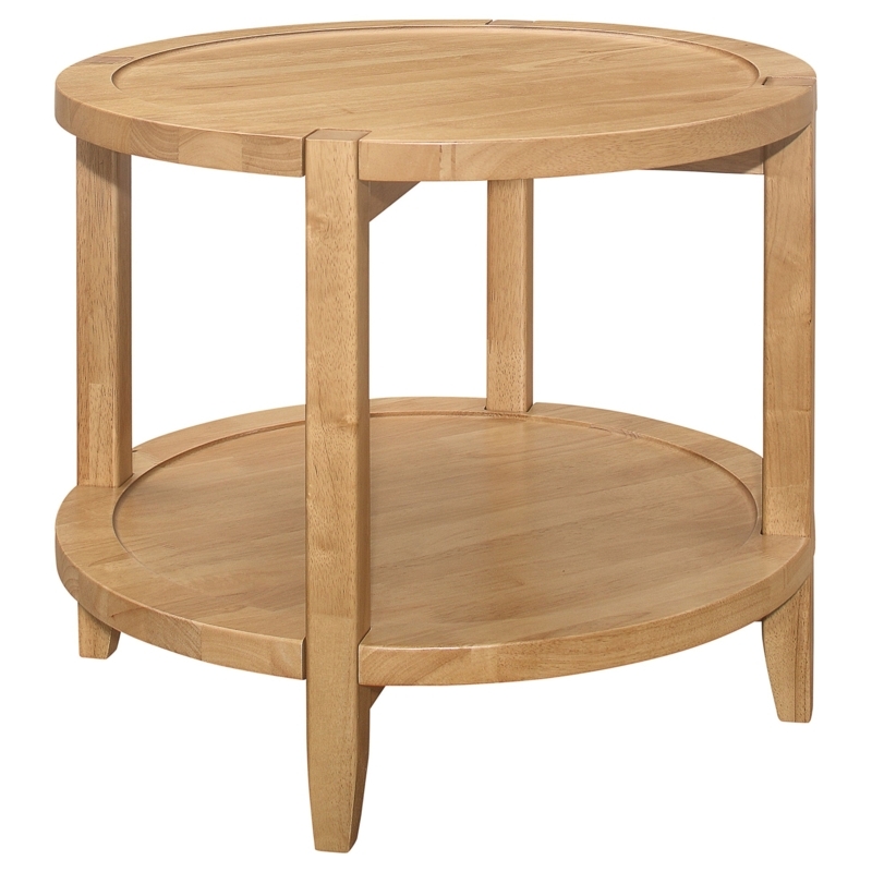 Side Table Round Maple Brown with Exposed Joinery Details
