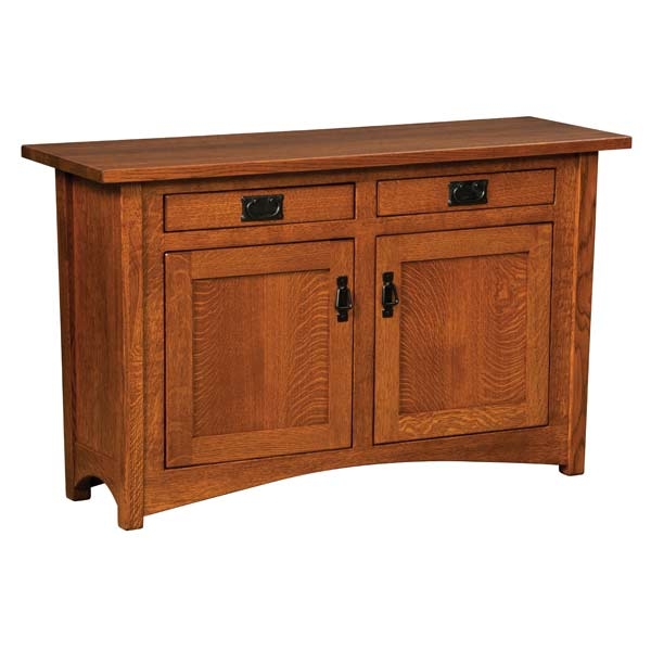 Sideboard Cabinet Arts and Crafts Honey Oak Arched Base Two Doors