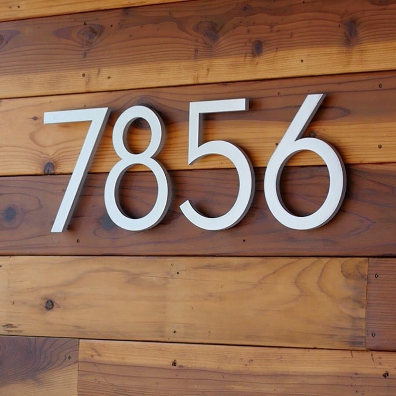 Silver 3D House Digits Floating Stainless Steel Modern Siding