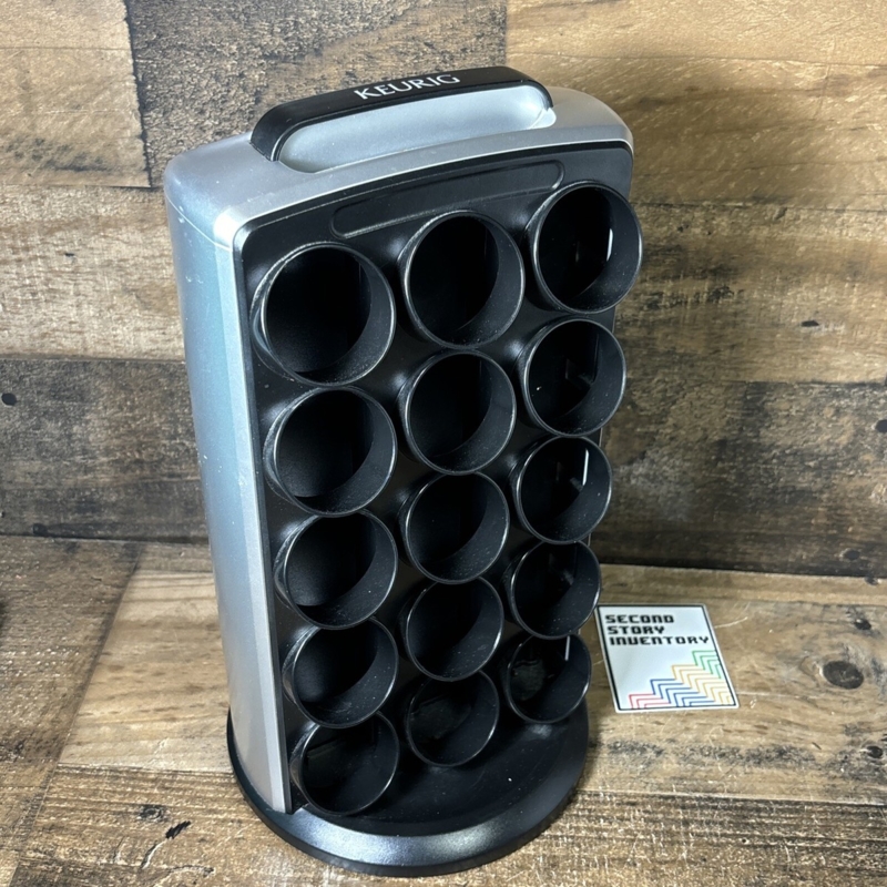 Silver K-Cup Pod Carousel Tower, Top Handle 30 Capacity Rotating