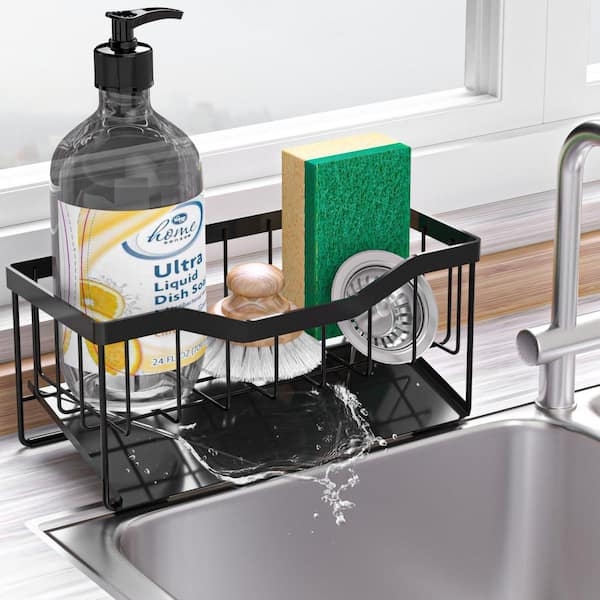 Sink Caddy Matte Black Wire Auto Draining Tray Sloped Base