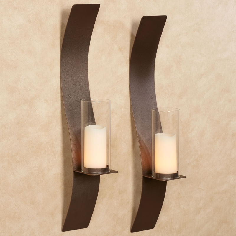Sinuous Bronze Wall Sconces with Textured Handcrafted Steel