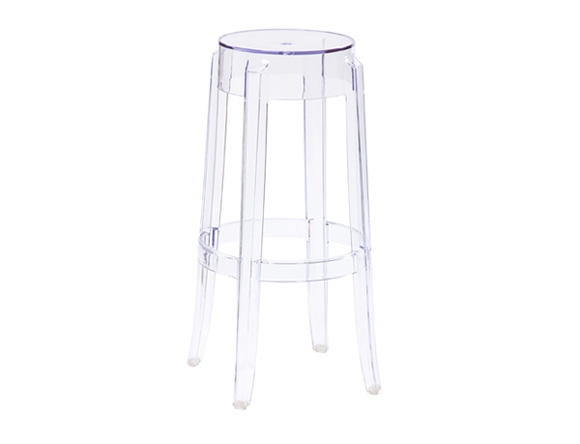 Sleek Backless Bar Stool with Glossy Acrylic-Like Frame and Round Seat