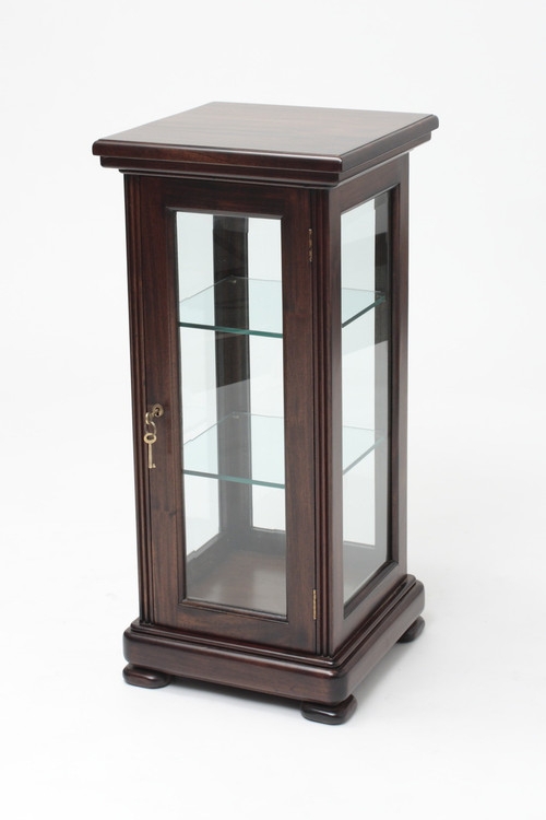 Slender Display Cabinet with Lockable Door and Fluted Pilasters