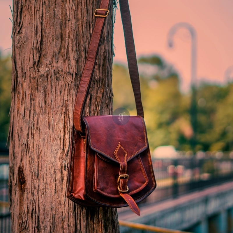 Sling Bag Deep Mahogany Rustic Crossbody Envelope Flap Buckle