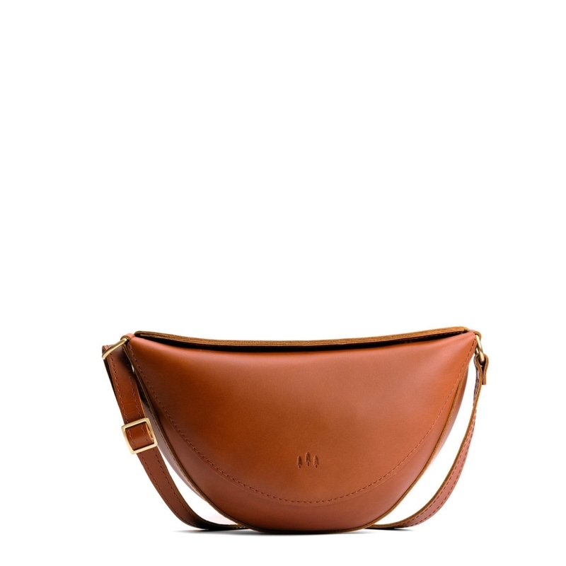 Sling Bag Honey Smooth Crescent Minimalist Embossed Tree Logo